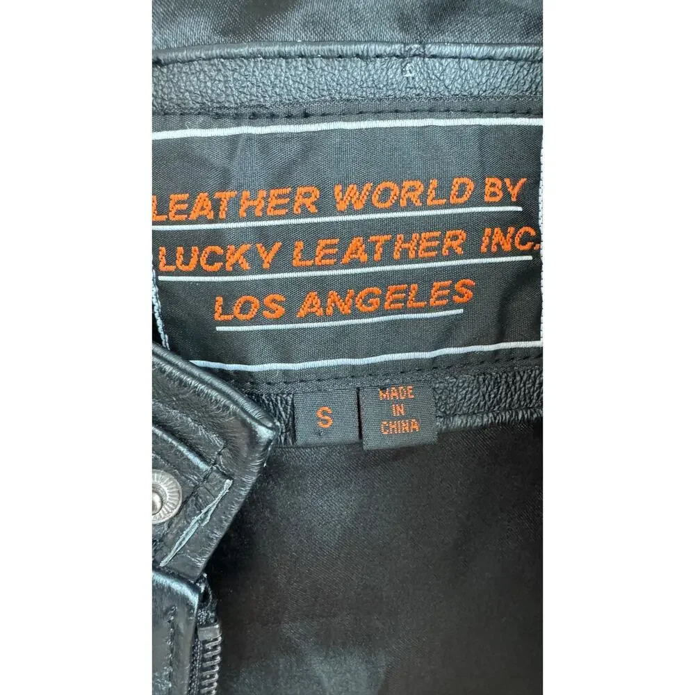 Vintage Men's Leather Black Leather Bomber Jacket Size Small